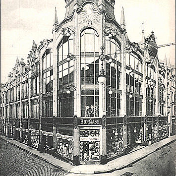 Hannover: Warenhaus Eduard Bormaß, Große Packhofstraße / Heiligerstraße; gegründet 1899, Neubau 1905-1908. Ansichtskarte um 1908. Scan vom Original: Bernd Schwabe, Wikimedia Commons