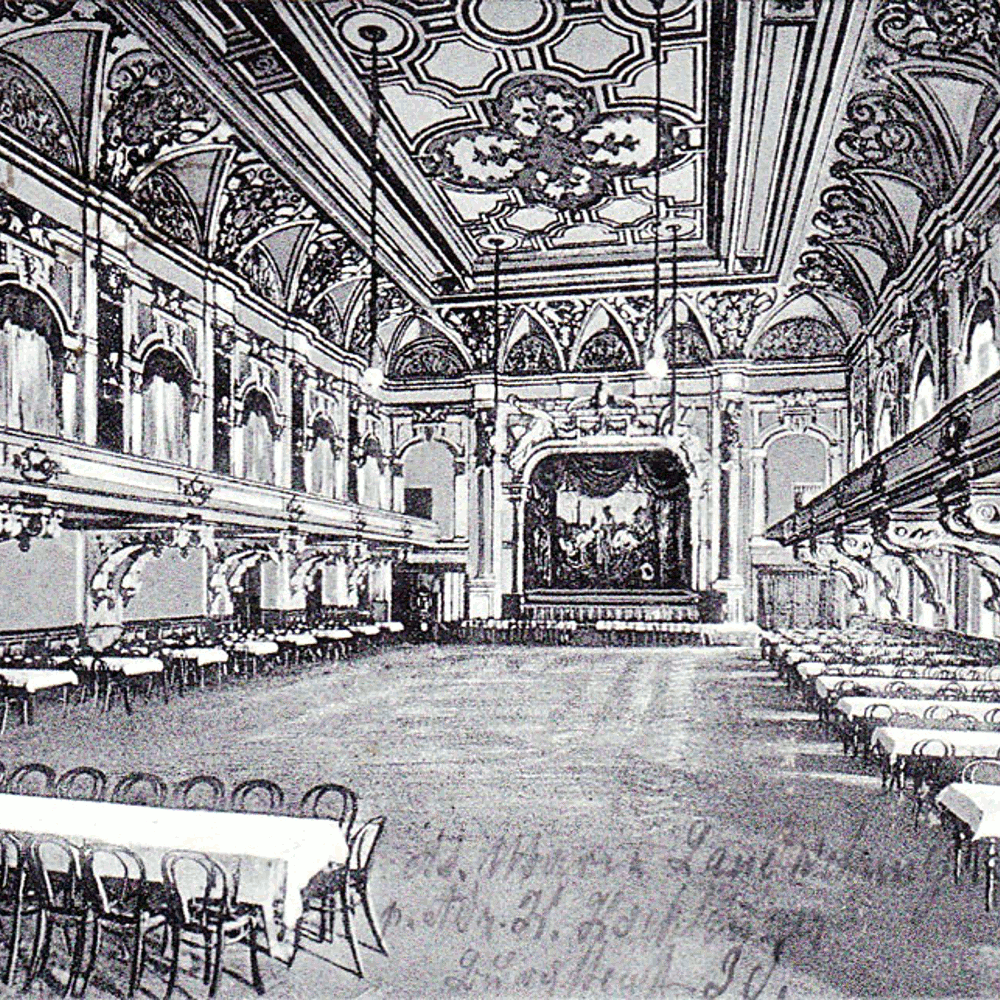 Hannover: Fotopostkarte „Burghaus-Saal“, um 1920. Bildarchiv Historisches Museum Hannover