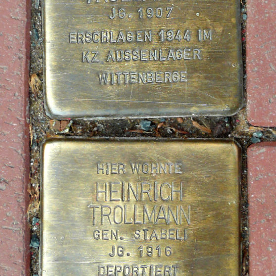 Hannover: Stolpersteine für Johann "Rukelie" Trollmann und seinen Bruder Heinrich "Stabeli" Trollmann, 2011. Wikimedia Common Fotograf Axel Hindemith AxelHH