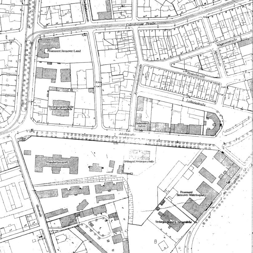 Hannover: Plan der Hauptstadt Hannover, Auszug. Stadtbauamt, Stand Juli 1938.