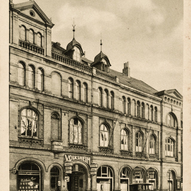 Hannover: Das gewerkschaftliche Volksheim in der Nikolaistraße 10 auf einer Ansichtskarte, 1928. Bildarchiv Historisches Museum Hannover