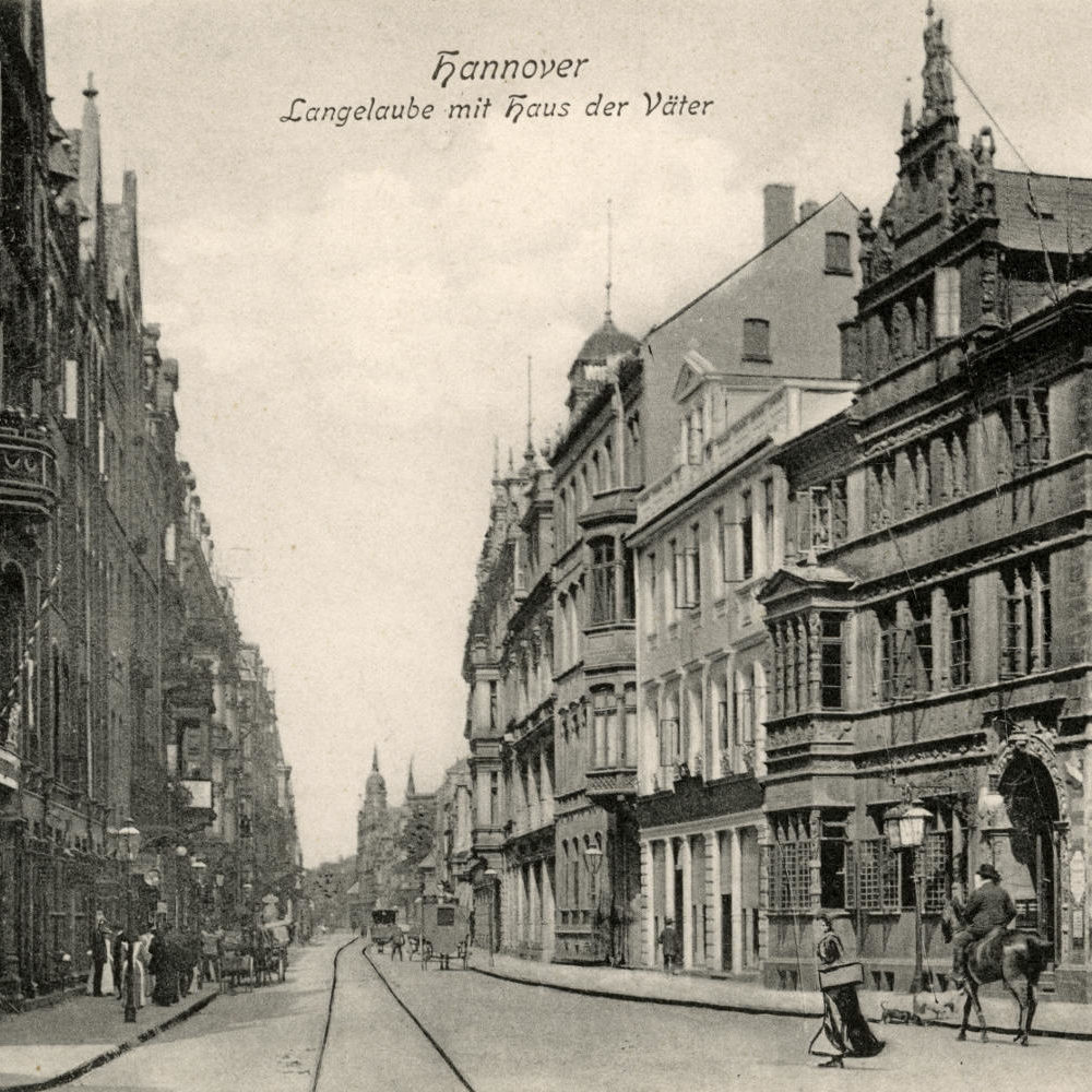 Hannover: Lange Laube aus Richtung Georgstraße, 1907. Verlag Georg Kugelmann, Hannover. Bildarchiv Historisches Museum Hannover