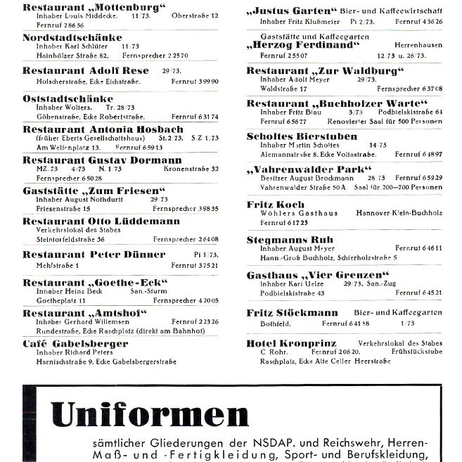 Hannover: Sturmlokale der SA-Standarte 73 Dincklage, 1937. Privatbesitz